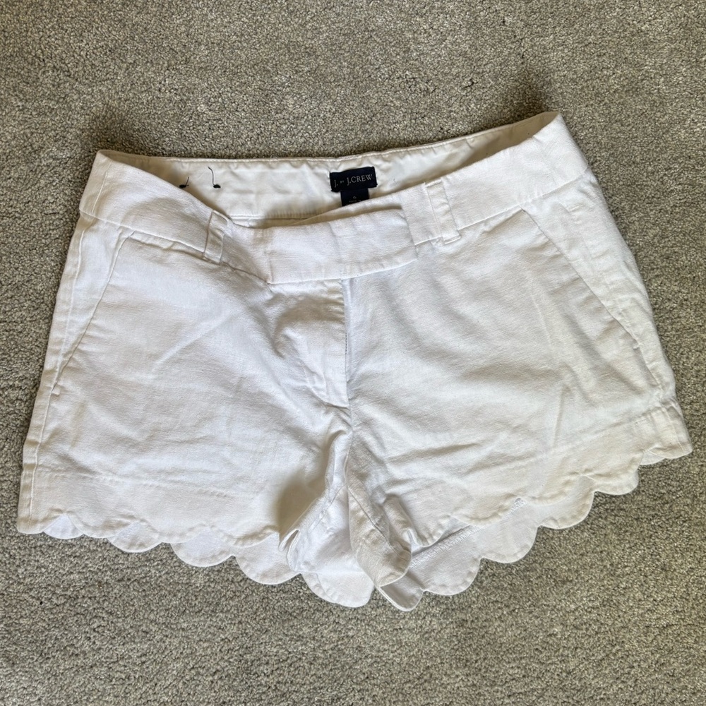J. Crew Women's White Scalloped Shorts